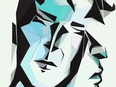 Designer's Block cube expressionistic face geometric illustration male minimal muted portrait