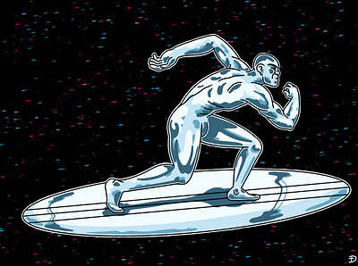 Silver Surfer design freelance illustration illustrator ipad marvel procreate silver surfer