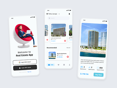 Real Estate App UI Design apartment app clean clean ui design home home rent house innovation mebo minimal mobile mumlauri properties property real estate real estate app realestate ui ux