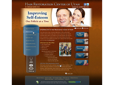 Website UI Design: Hair Restoration Center of Utah graphic design hair interface medical ui website website design wireframe