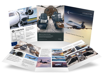 Embraer Legacy 500: Tri-fold Information Brochure aerospace aircraft marketing aviation brochure design embraer graphic design jets layout legacy 500 nbaa print design sales materials trifold