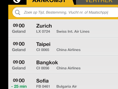 New list style for Schiphol app iphone