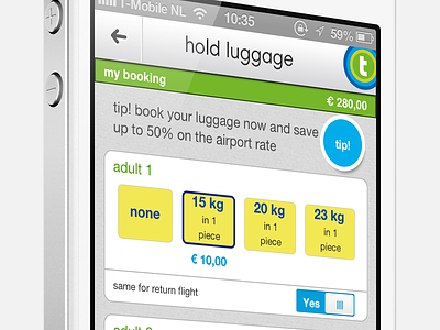 Transavia // Select hold luggage airline android app flying iphone transavia
