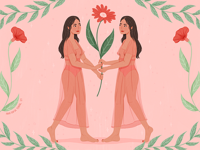 Las dos florecemos bloom deidad digital digital illustration florecer flowers girl grow illustration lettering nature plants procreate sisterhood