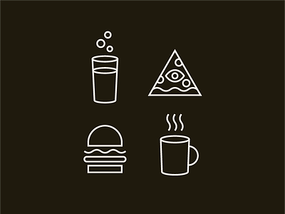 Society Secrets beer burger coffee illuminati illustration line drawing pizza secret society