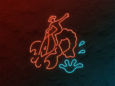 LoCo Neon cowboy crawfish crispy boiis illustration neon