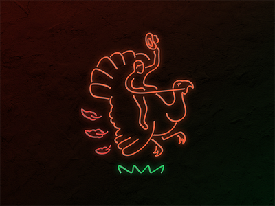 Turkey Time! illustration neon neon sign tiny cowboy turkey