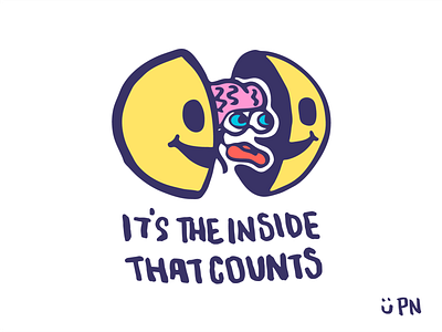 It's the inside that counts brain enlightenment good vibes illustration smiley face
