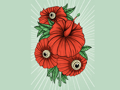 Th eyes of flowers eyes floral flower illustration flowers illustration poster