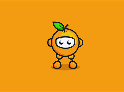 orange robot animation art branding design flat icon illustration