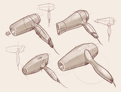 Hair dryer concept sketch digital sketching hair dryer illustration industrial design procreate product design sketching