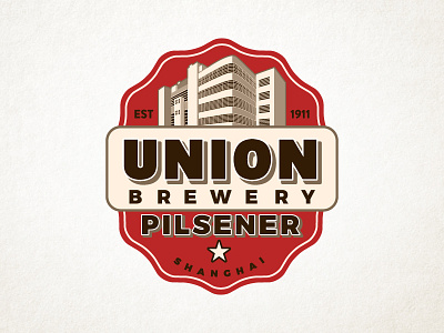 Union Brewery Logo in Red beer branding food logo red shanghai