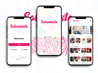 Salooninsta - Online Salon Booking App adobe xd app concept app design application design design design concept salon salon booking ui uiux