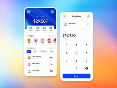 InstPay - Online Money Transfer app concept app design banking design mobile app design money money transfer app ui ui design uiux wallet