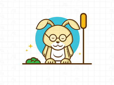 Rabbit Cartoon Ilustration logo mascot