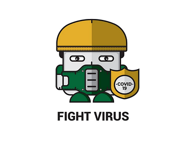FIGHT VIRUS logo design mascot illustration