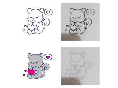 Cat Cartoon logo design designprocess