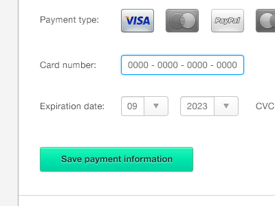 Payment options creditcard payment ui web
