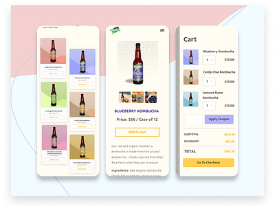 Ecommerce Mobile Design ecommerce ecommerce design kombucha packaging mobile mobile app