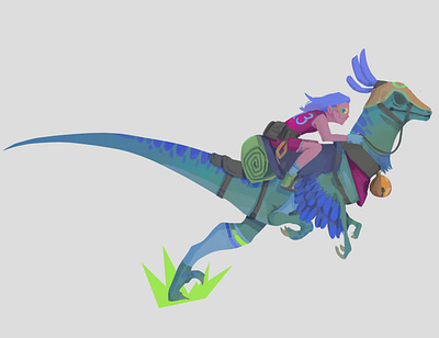 Dino artwork characterdesign design digital art dino dinosaur illustration jockey racer raptor rider