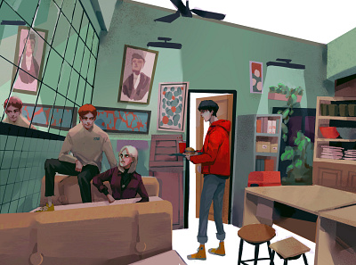 More Burger artwork characterdesign design digital art environment i̇llustration red restaurant