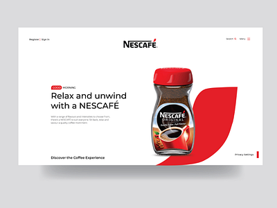 Nescafe simple UI layout uiux clean design website
