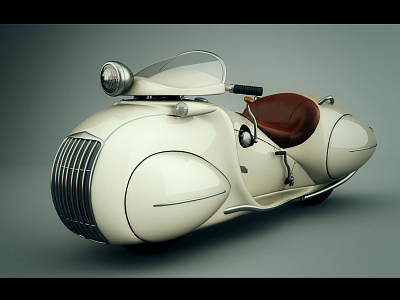 1934 streamlined Henderson 3d cgi cinema4d custom motorcycle render streamline