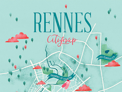 Rennes City Map city france illustration map rennes town