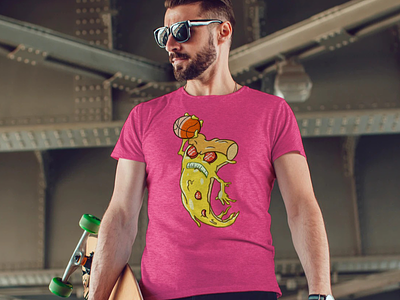 Pizza Dunk basketball illustration pizza pop punk tee design tee shirt