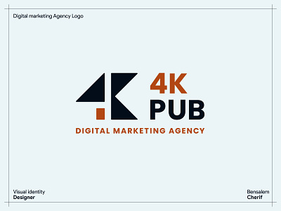 Digital marketing agency logo "4k pub" agency branding clean design digital marketing geometric graphic design logo logo design marketing logo modern simple social media triangle