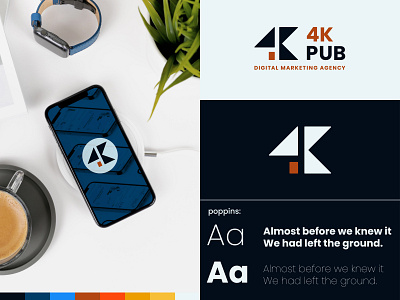 4k pub branding agency agency branding brand identity branding clean design digital marketing geometric graphic design icon logo logomark modern pallet typo typography visual branding