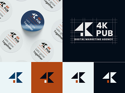 4k pub logo 4k logo 4k pub logo abstract agency branding clean design digital marketing digital marketing agency geometric graphic design logo logomark
