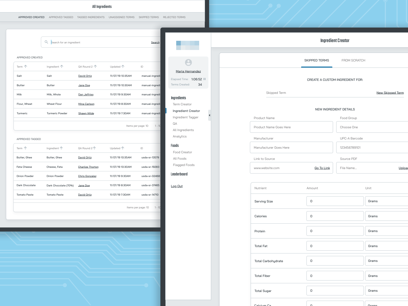 Food Nutrition Database UI by Amber Frank for T R I M on Dribbble