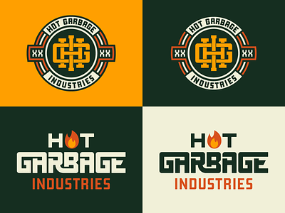 Hot Garbage Industries — Primary & Secondary Logos badge badge design branding design logo logo set logomark monogram typography vector wordmark