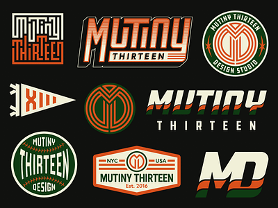 Mutiny Thirteen — Badge Set badge design badge set branding design design studio illustration logo logo set monogram vector wordmark