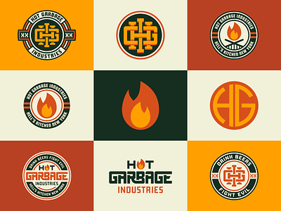 Hot Garbage Industries — Logo Set badge set brand bundle branding design icon logo logo set monogram typography vector wordmark