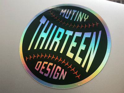 Mutiny Thirteen — 'Play Ball' Holographic Stickers baseball brand identity branding design studio graphic design holographic logo personal branding sticker typography