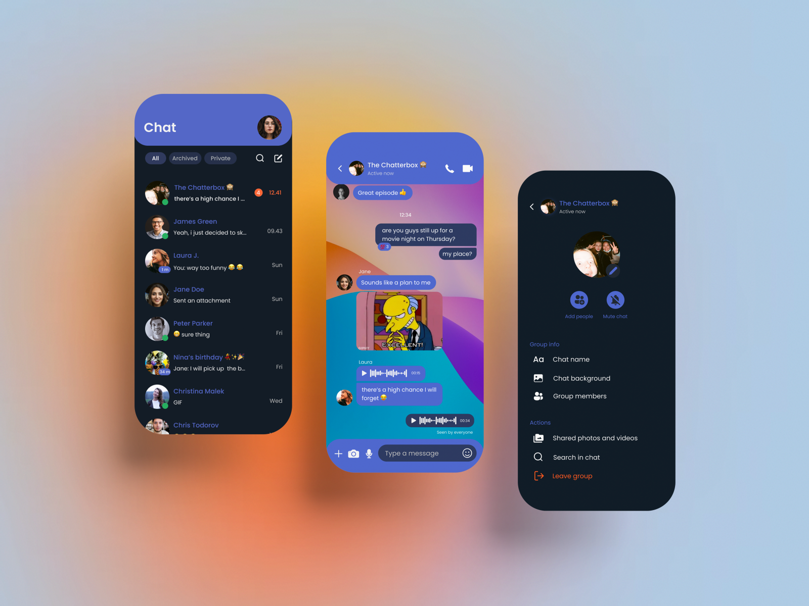 Chat Screen Concept by Selen Mehmed on Dribbble