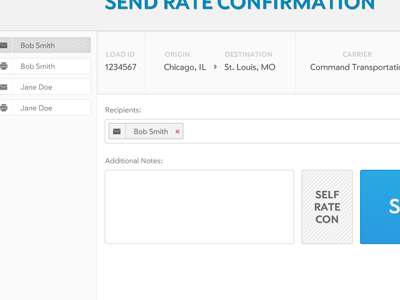 Rate Confirmation ui web