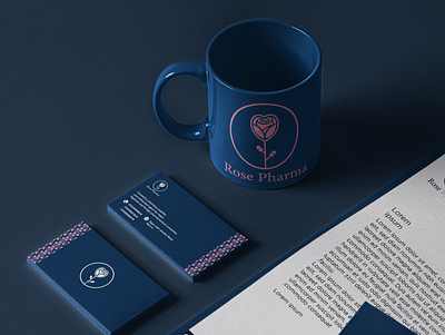 "Rose pharma" visual identity branding business design illustrator logo minimal vector