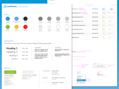 Zenforms Style Guide app branding style guide webapp