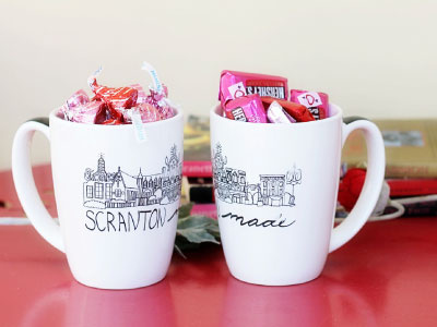 ScrantonMade cityscape mugs branding event promotion hand lettering