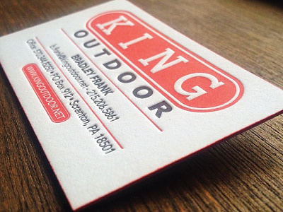 King Outdoor Business Card branding business card letterpress