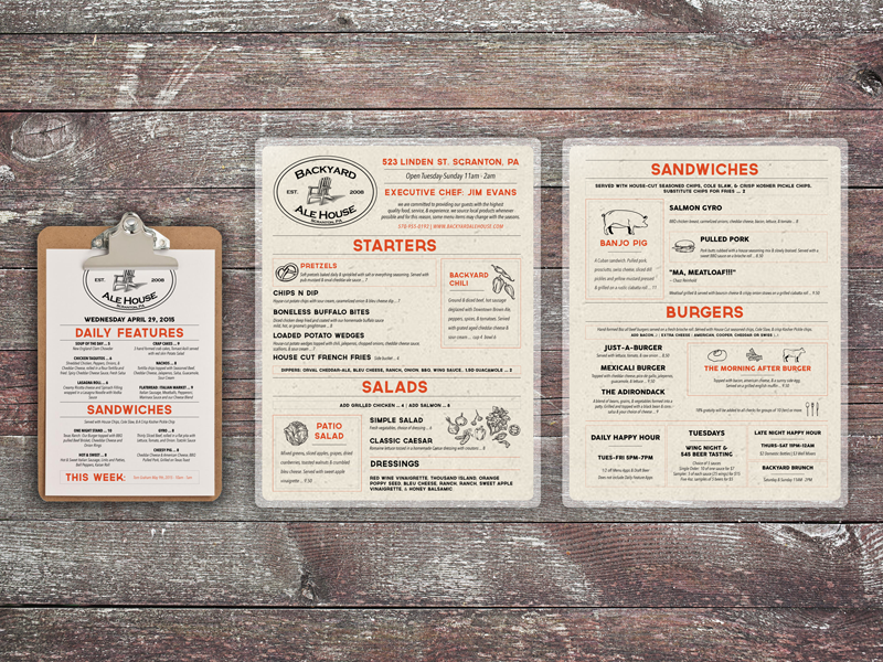 Backyard Ale House Menu by Samantha Nardelli on Dribbble