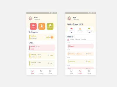 baby app app design ui