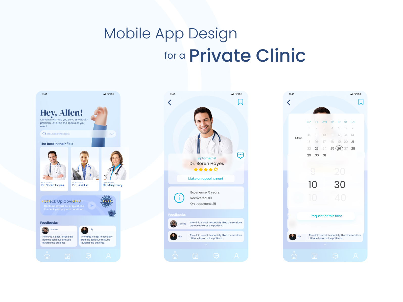 Mobile App Design for a Private Clinic by Aliya Kerimkulova on Dribbble