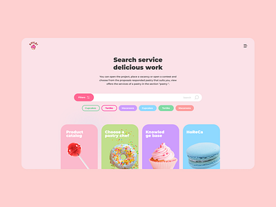 service for confectioners app cake candies chocolate confectionery design figma interface minimal pink sweets ui ux web website кондитер сайт