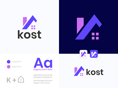 Kost Logo | Letter K logo awesome logo branding colorful logo design graphic design house house logo letter k logo logo logo design modern logo