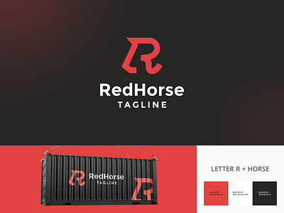 Red Horse logo mark awesome logo branding colorful logo farms logo graphic design horse horse logo horselogo horses logo letter r letter r logo logistics logo logo logo design modern logo