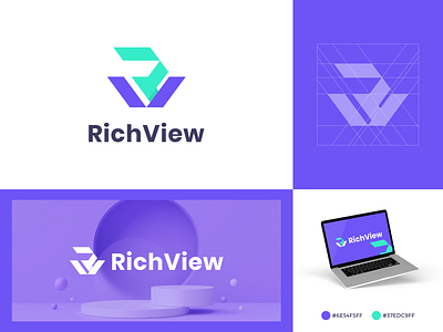 RV logo mark | Rich View app web awesome logo branding colorful logo design graphic design letter r logo lettermark r v logo logo logo design logos modern logo real estate